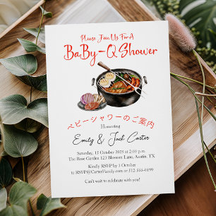 GRILLEN Baby Shower BabyQ Pun Red Gingham Rustic Einladung