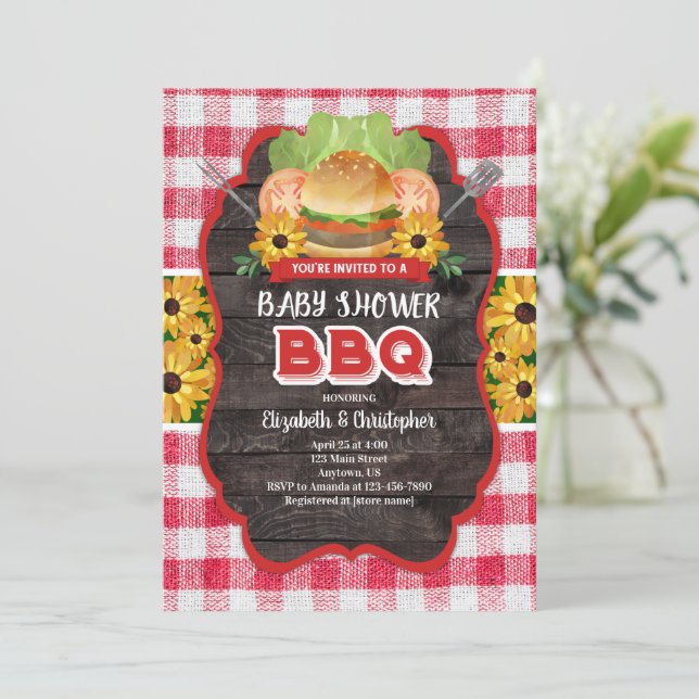 GRILLEN Baby Shower Barbecue Einladung (Stehend Vorderseite)