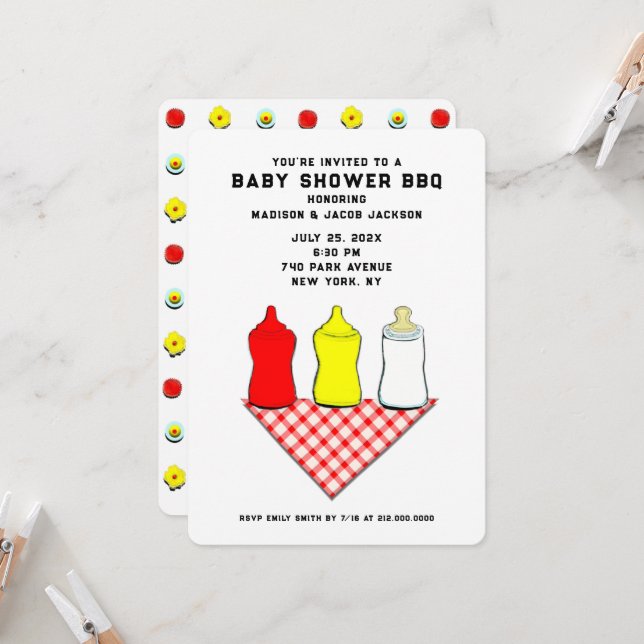 GRILLEN Baby Shower Einladung (Vorderseite/Rückseite Beispiel)