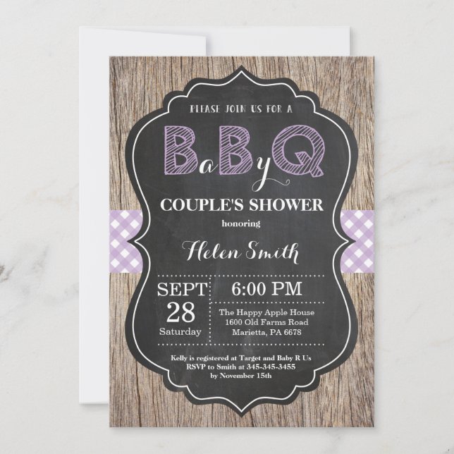 GRILLEN Baby Shower Einladung Baby Q Hinterhof Lil (Vorderseite)