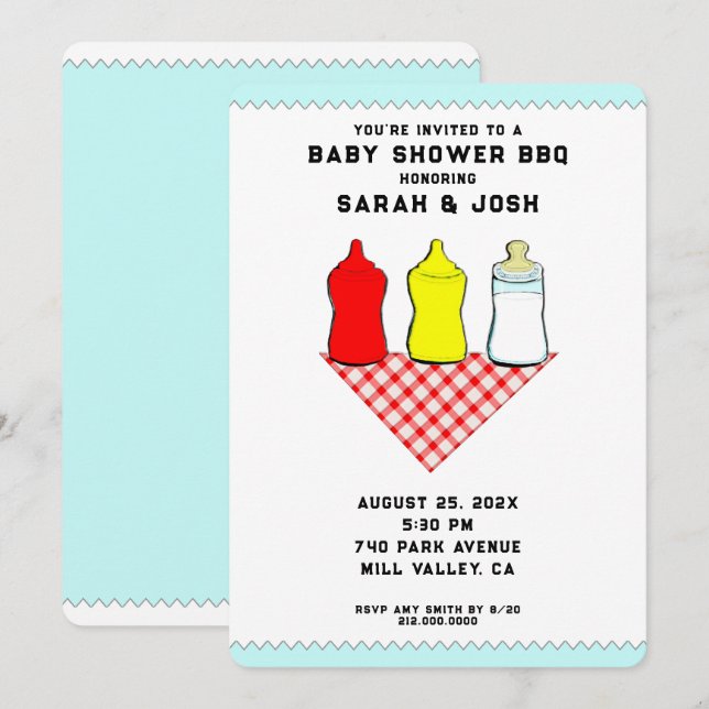 GRILLEN Baby Shower Einladungen (Vorne/Hinten)