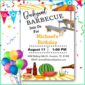 GRILLEN Backyard Cookie Geburtstag Einladung