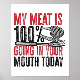 Grillen Barbeque - Mein Fleisch geht zu 100% in de Poster