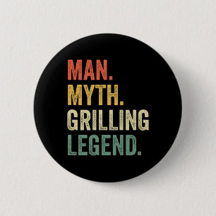 Grillen Bbq Lustiger Mann Mythos Grill-Legende Vat Button