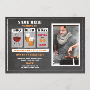 GRILLEN Biers Birthday Chalk Mens Party Foto Einladung