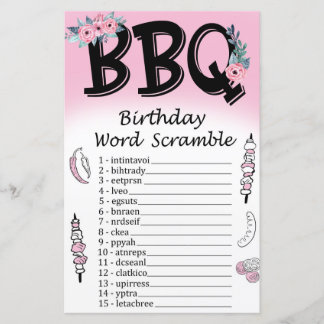 GRILLEN Birthday Word Scramble Game