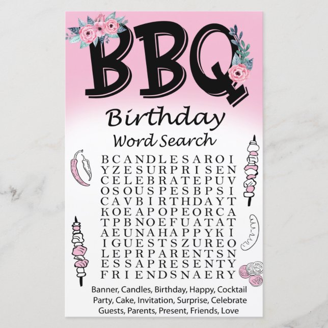 GRILLEN Birthday Wortsuche (Vorderseite)
