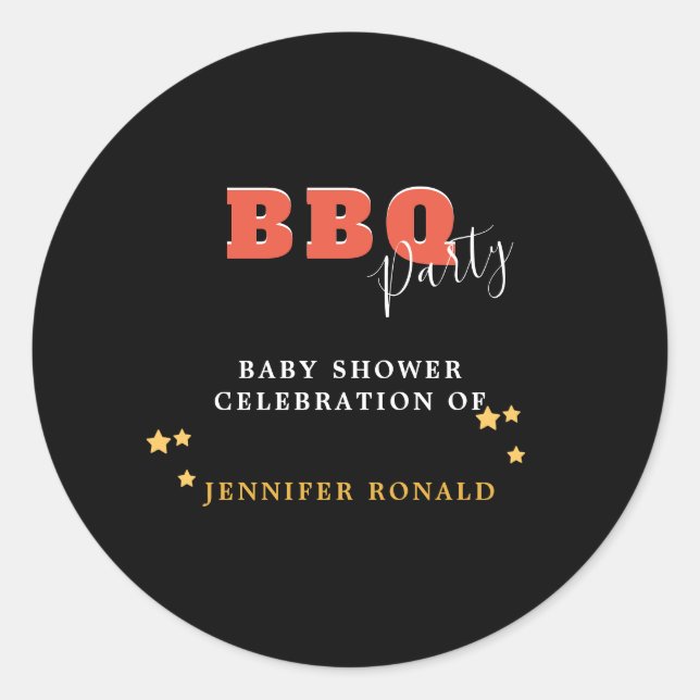 GRILLEN Black and Red Baby Dusche Party Runder Aufkleber (Vorderseite)