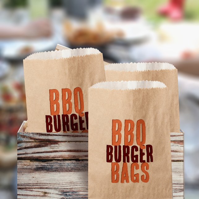 GRILLEN Burger Party Brown Kraft Fvor Bags Geschenktütchen (Perfect brown paper bags for your backyard BBQ party)