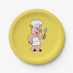 GRILLEN Cartoon-Schwein-Teller Pappteller