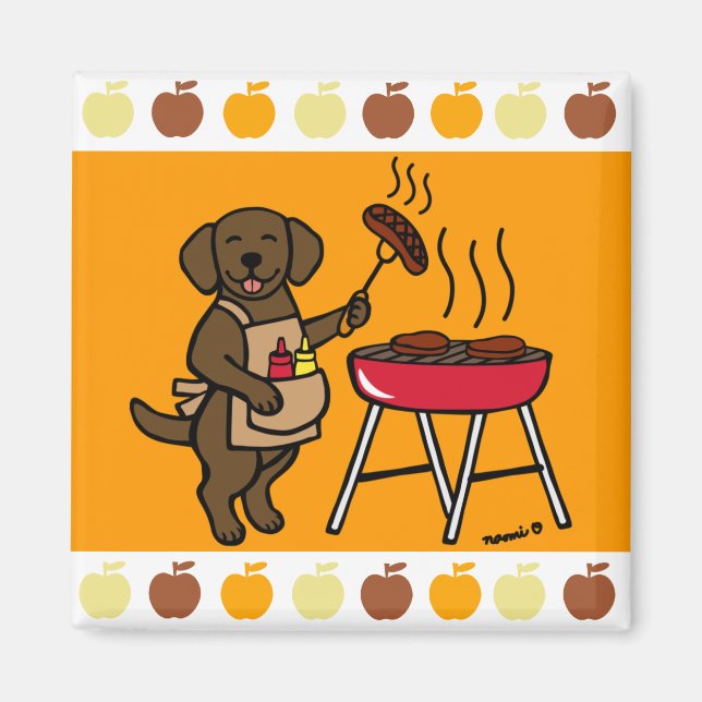 GRILLEN Chocolate Labrador Koch Cartoon Magnet (Vorne)