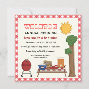 GRILLEN Cookout family Wiedersehen, Red Gingham bo Einladung