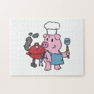 Grillen der Cartoon zur Schweineerzeugung  Hinterg