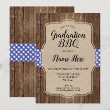 Grillen der Graduierungspartei Invite Blue Gingham