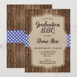 Grillen der Graduierungspartei Invite Blue Gingham Einladung