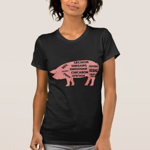 Grillen Diagramm Filipino Schweinefleisch Schnitze T-Shirt