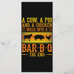 GRILLEN  Eine Kuh, ein Schwein und ein Huhn wander Menükarte