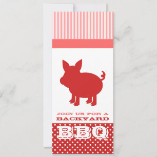 GRILLEN Einladungs-- rotes und rosa Schwein Einladung