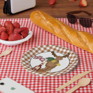 Grillen-Elch-Cartoon-Party-Papierplatte Pappteller