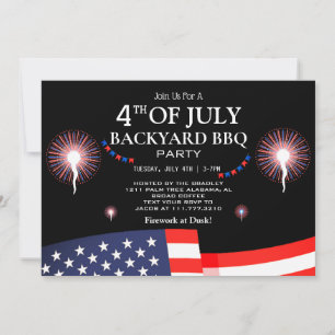 GRILLEN & Feuerwerk 4. Juli Party zum Unabhängigke Einladung