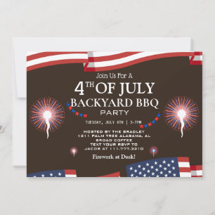 GRILLEN & Feuerwerk 4. Juli Party zum Unabhängigke Einladung
