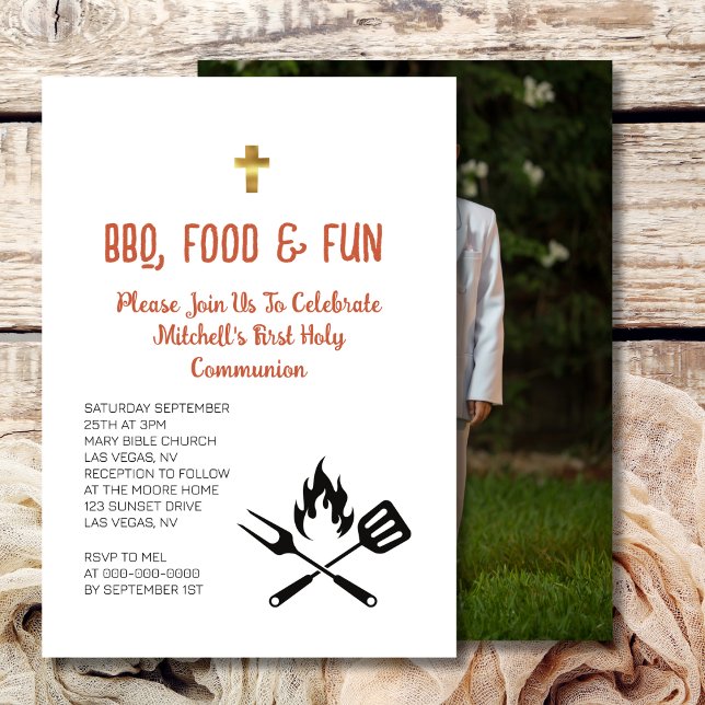 Grillen Food Fun Foto der ersten Heiligen Kommunio Einladung (Von Creator hochgeladen)
