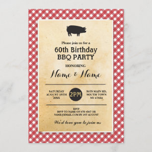 GRILLEN Geburtstag, den jedes Alters-rustikale Einladung