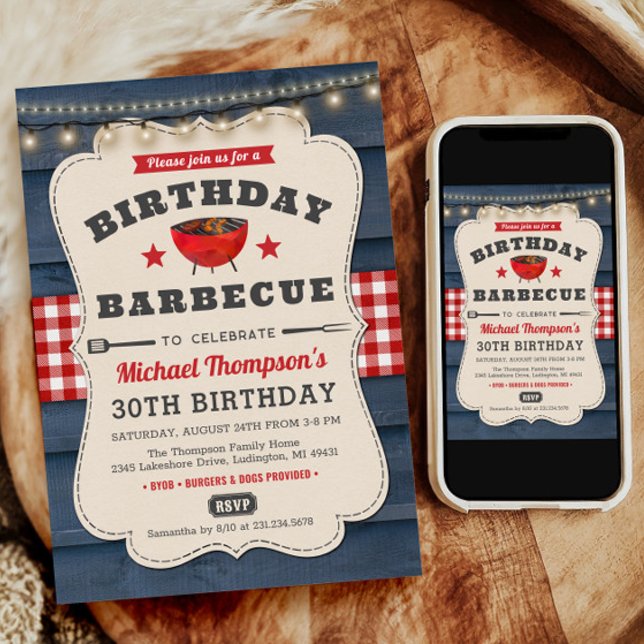 Grillen Geburtstag Sommer Barbecue Party Einladung (BBQ Birthday Invite, BBQ Birthday Invitation, Barbecue Birthday Invitation, Summer Party Invitation)