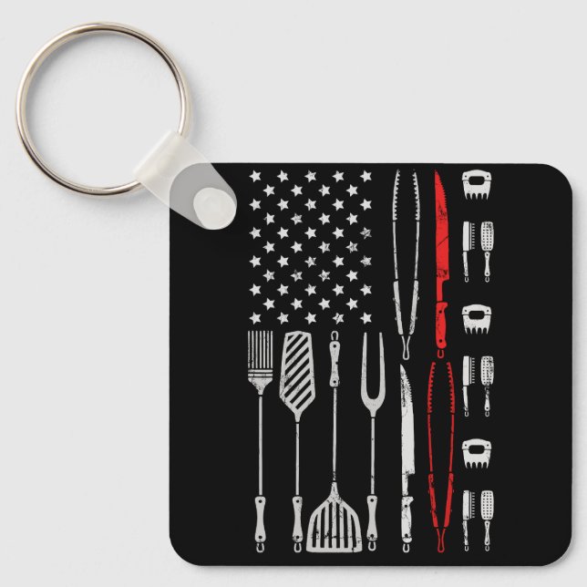 Grillen Grill Barbe Schlüsselanhänger (Vorderseite)