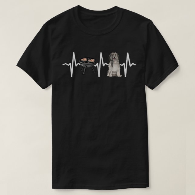 GRILLEN Grill Barbecue Pyrenean Shepherd Heartbeat T-Shirt (Design vorne)