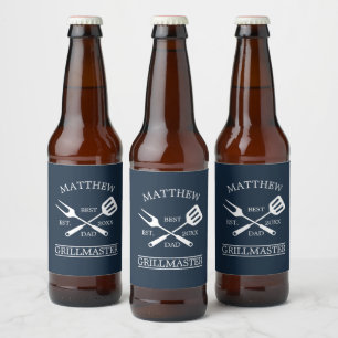 GRILLEN Grill Master Personalisiert Bester Vater V Bierflaschenetikett