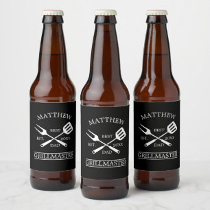GRILLEN Grill Master Personalisiert Bester Vater V Bierflaschenetikett