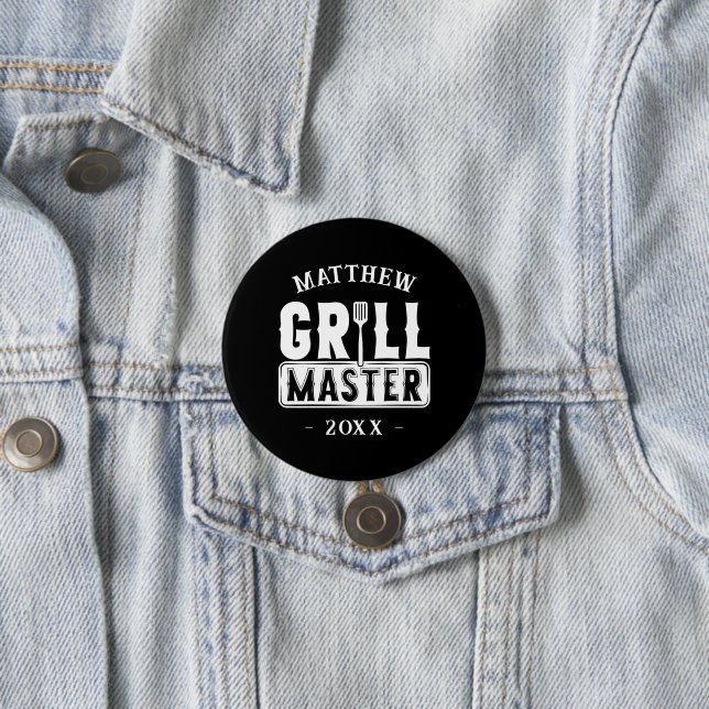GRILLEN Grill Master Personalisiert Bester Vater V Button (Beispiel)