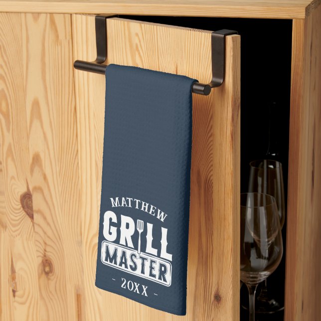 GRILLEN Grill Master Personalisiert Bester Vater V Geschirrtuch (Drittel gefaltet)