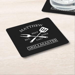 GRILLEN Grill Master Personalisiert Bester Vater V Rechteckiger Pappuntersetzer