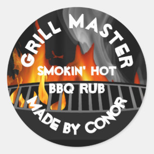 GRILLEN Grill Rub Smokin Hot 3" Klassischer Rundau Runder Aufkleber