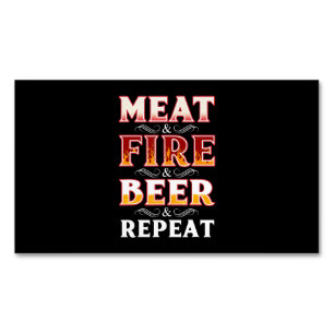 Grillen GRILLEN Grill Räucherfleisch Feuerbiere Magnetische Visitenkarte