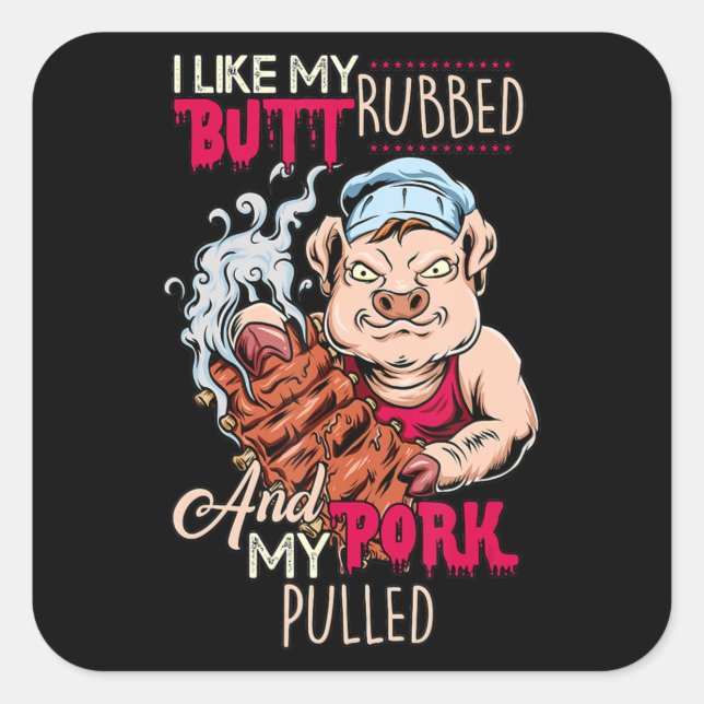 GRILLEN|GRILLEN Grillmaster As Hintern Rubbed & Po Quadratischer Aufkleber (Vorderseite)