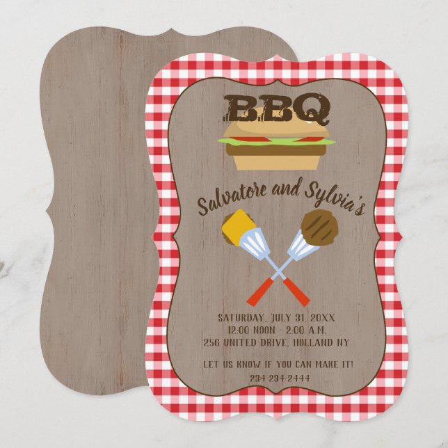 GRILLEN Hamburger Barbecue Summer Party Einladung (Vorne/Hinten)