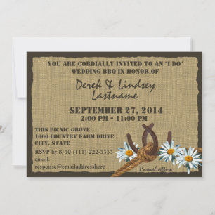 Grillen Hochzeitsempfang für Daisies und Hufeisen Einladung