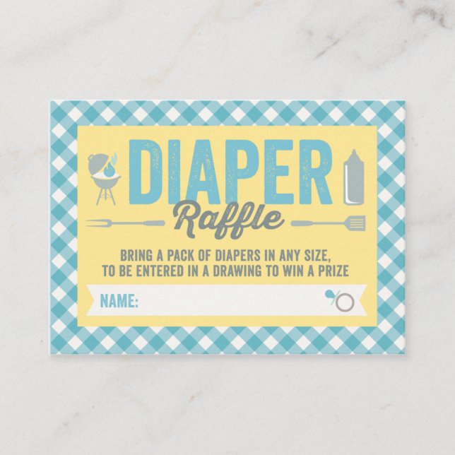 GRILLEN Icons Blue Karos Diaper Raffelkarte Begleitkarte (Vorderseite)
