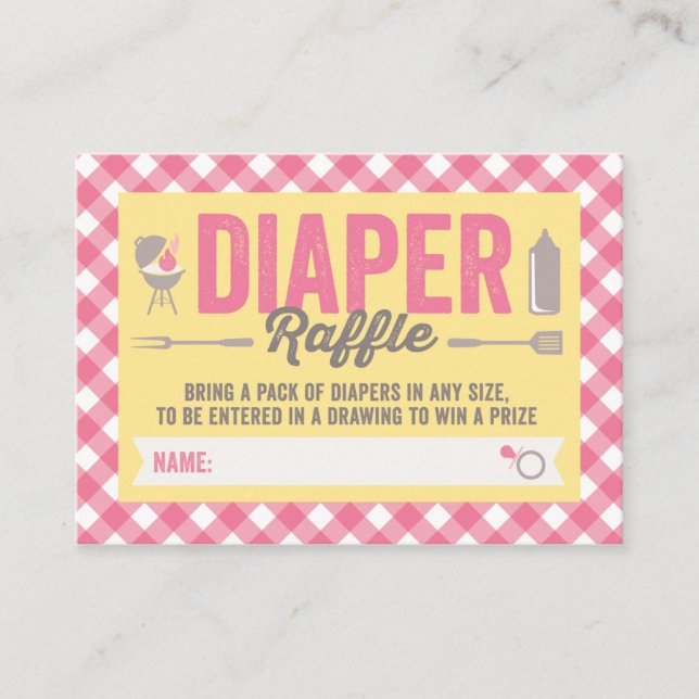 GRILLEN Icons Pink Karos Diaper Raffelkarte Begleitkarte (Vorderseite)