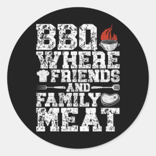 Grillen, in der Freunde und Familie Grillfreunde G Runder Aufkleber
