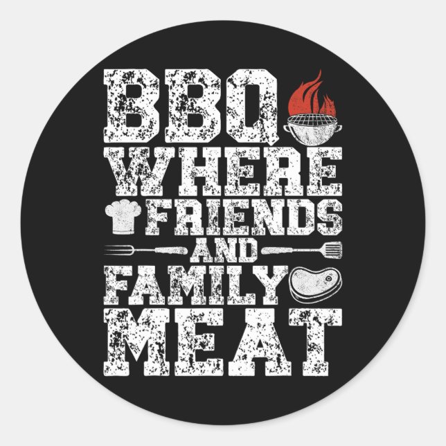 Grillen, in der Freunde und Familie Grillfreunde G Runder Aufkleber (Vorderseite)