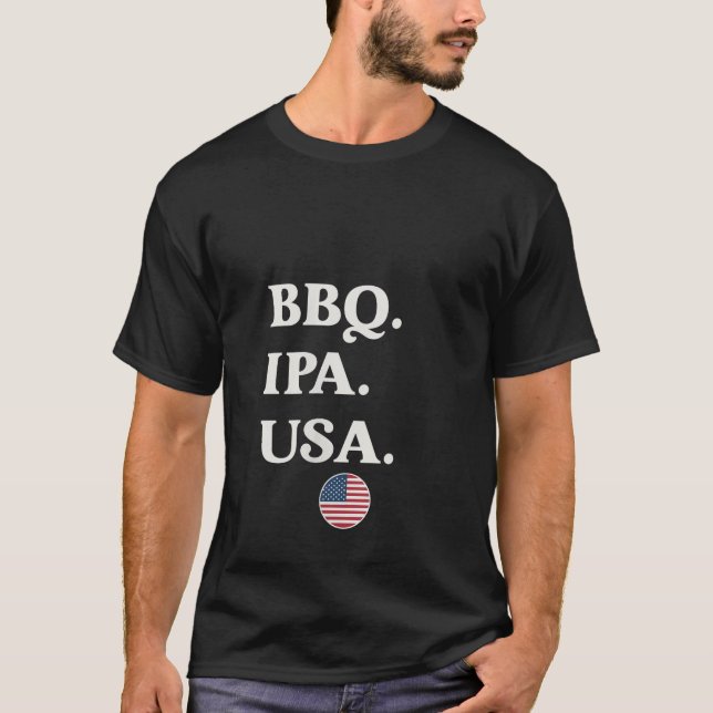 Grillen IPA USA Funny Patriotic 4. Juli Biene T-Shirt (Vorderseite)