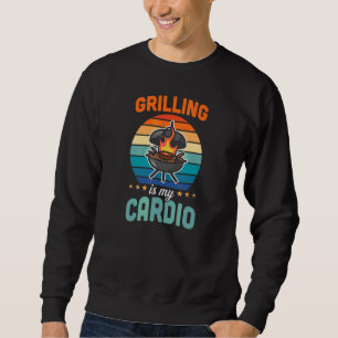 Grillen ist mein Cardio   Retro Vatertag Grill Pap Sweatshirt