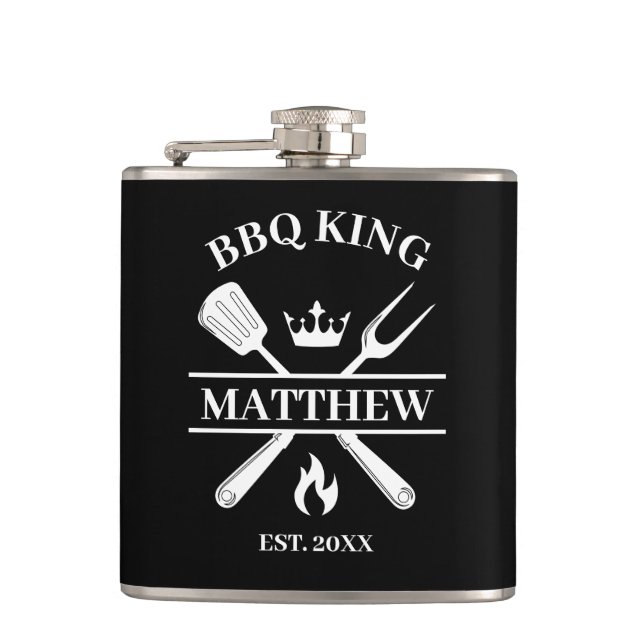 GRILLEN King Barbecue Personalisiert Flachmann (Vorderseite)