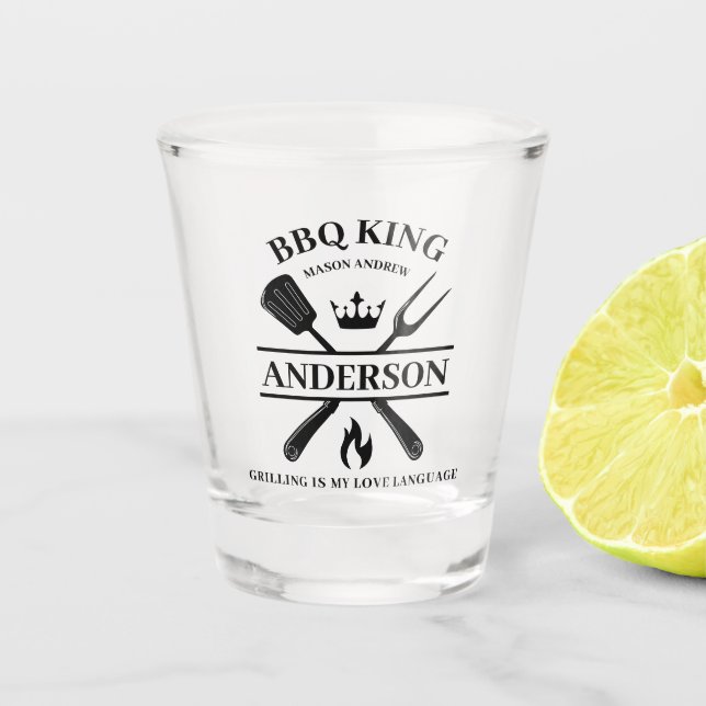 GRILLEN King Barbecue Personalisiert Schnapsglas (Vorderseite)