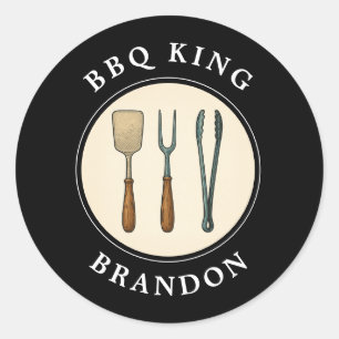 GRILLEN King Grilling Tools Emblem Vater Name Runder Aufkleber