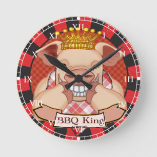 GRILLEN King Pig Clock Runde Wanduhr